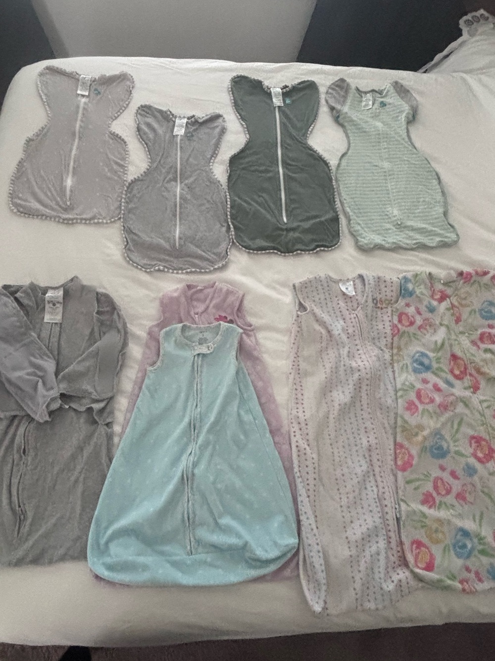 Infant sleep sack and swaddle collection - mixed sizes, TOGs, fabrics